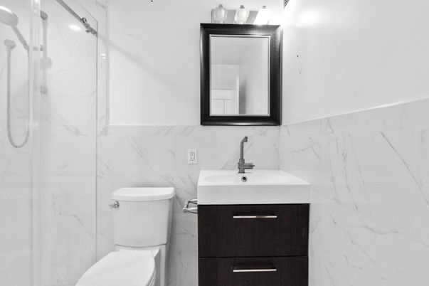 Bathroom, Glass Shower, Interior, Marble Walls