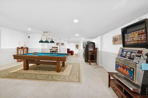 Billiard Table, Game Room, Interior, Pendant Lights, Recessed Lighting