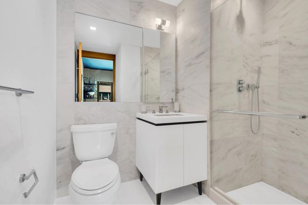 Bathroom, Glass Shower, Interior, Marble Walls