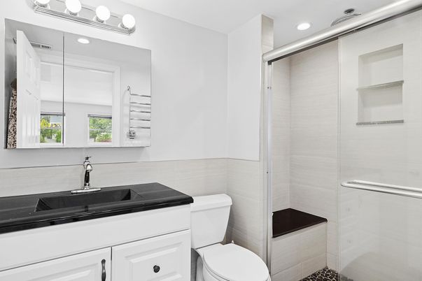 Bathroom, Glass Shower, Interior, Recessed Lighting