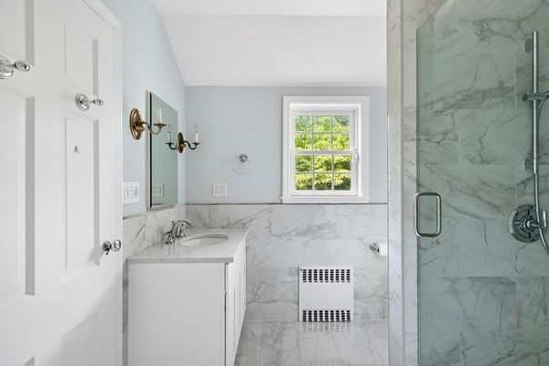 Bathroom, Glass Shower, Interior, Marble, Marble Walls