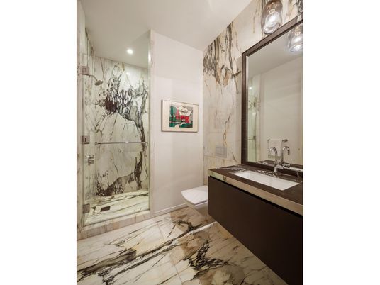 Bathroom, Interior, Marble, Marble Walls, Recessed Lighting