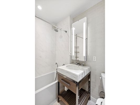 Bathroom, Interior, Marble Walls, Recessed Lighting