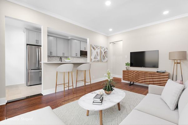 Interior, Kitchen, Living room, Recessed Lighting, Stainless Steel Appliances, Wood Texture Flooring