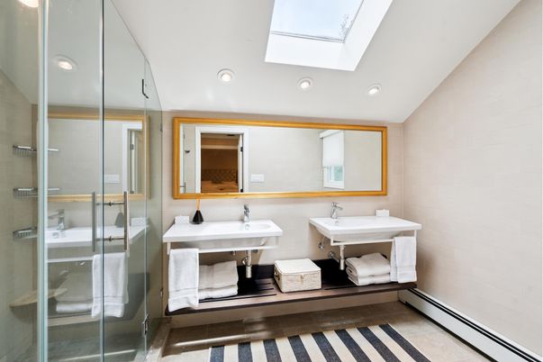 Bathroom, Dual Sink Vanities, Glass Shower, Interior, Recessed Lighting