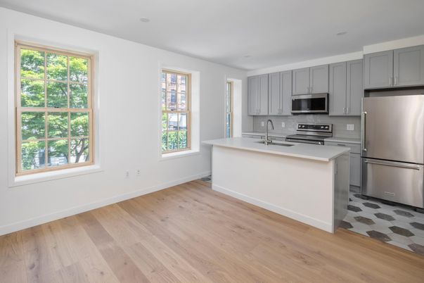 Interior, Kitchen, Stainless Steel Appliances, Wood Texture Flooring