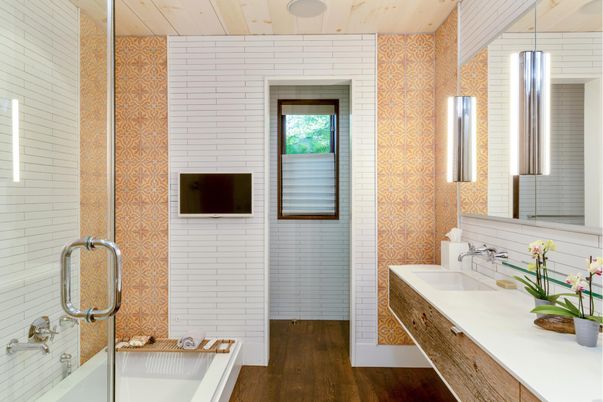 Bathroom, Interior, Wood Texture Flooring
