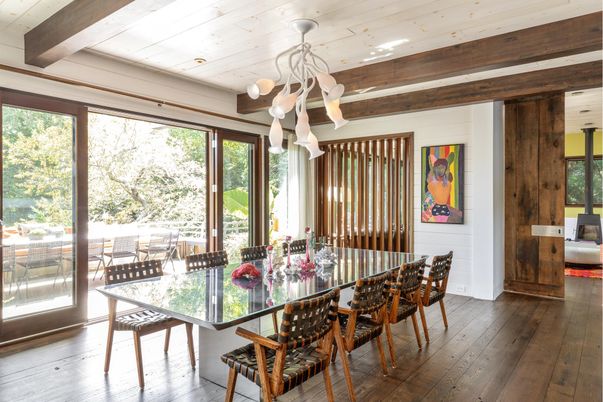 Dining room, Interior, Wooden Beams, Wood Texture Flooring