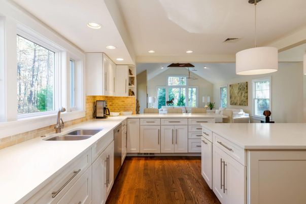 Interior, Kitchen, Pendant Lights, Recessed Lighting, Wood Texture Flooring