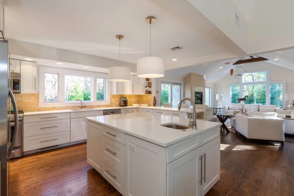 Interior, Kitchen, Living room, Pendant Lights, Recessed Lighting, Stainless Steel Appliances, Wood Texture Flooring