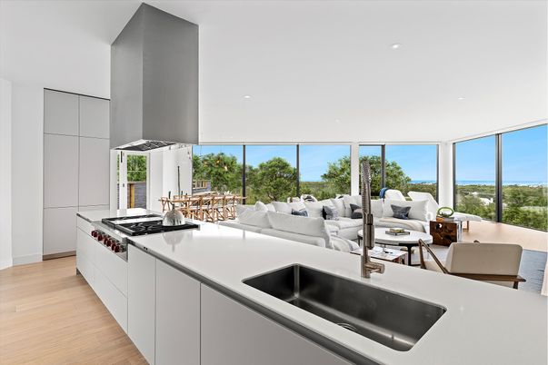 Interior, Kitchen, Living room, Recessed Lighting, Wood Texture Flooring