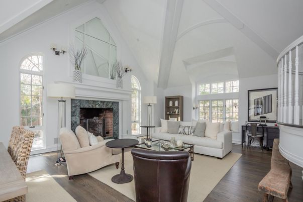 Dining room, Fireplace, Interior, Living room, Wood Texture Flooring