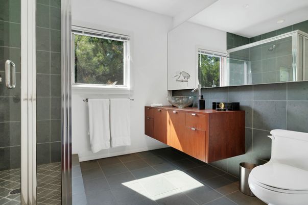 Bathroom, Glass Shower, Interior, Recessed Lighting