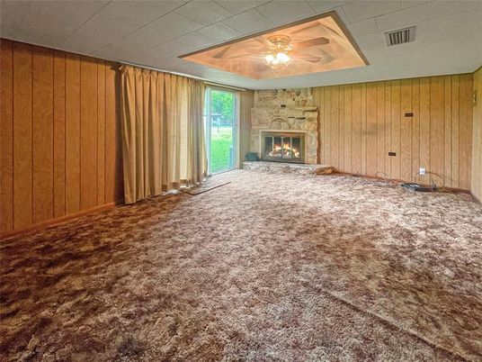 Empty room, Fireplace, Interior