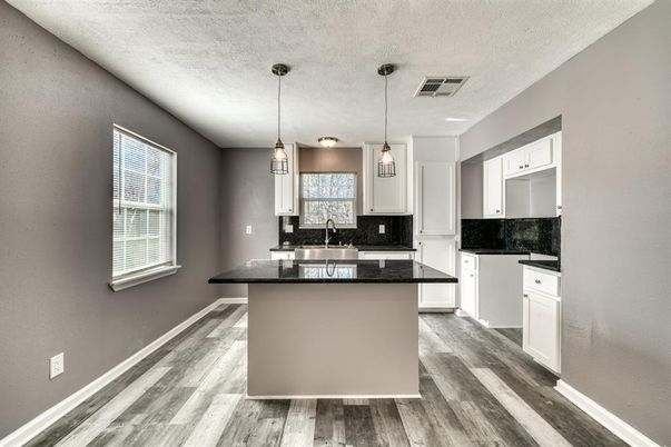Interior, Kitchen, Pendant Lights, Wood Texture Flooring