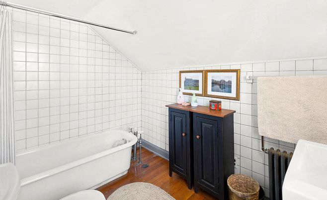 Bathroom, Free Standing Baths, Interior, Wood Texture Flooring