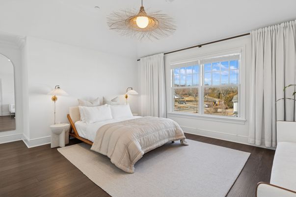 Bedroom, Interior, Pendant Lights, Wood Texture Flooring
