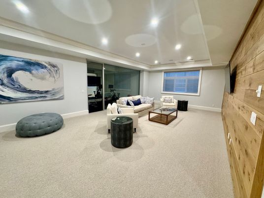 Interior, Living room, Recessed Lighting, Stone Walls