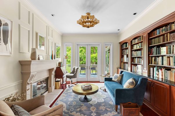 Chandelier, Fireplace, Home Office, Interior, Living room