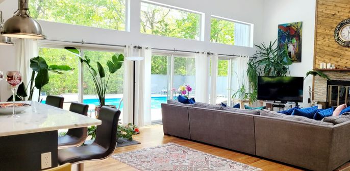 Dining room, Fireplace, Interior, Living room, Wood Texture Flooring