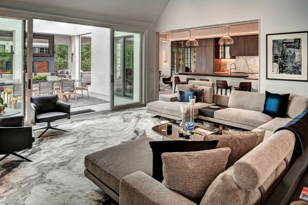 Interior, Kitchen, Living room, Marble, Pendant Lights