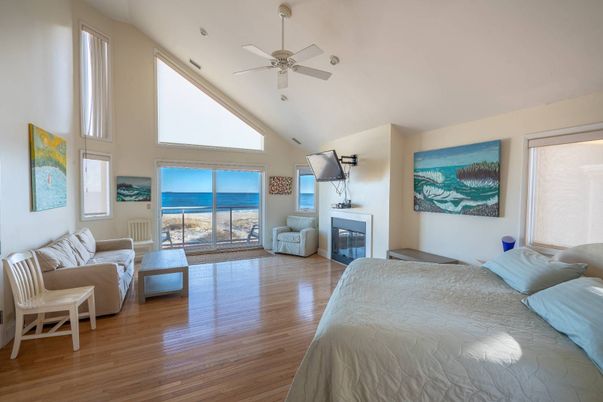 Bedroom, Fireplace, Interior, Wood Texture Flooring