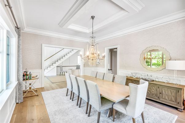 Chandelier, Dining room, Interior, Wood Texture Flooring