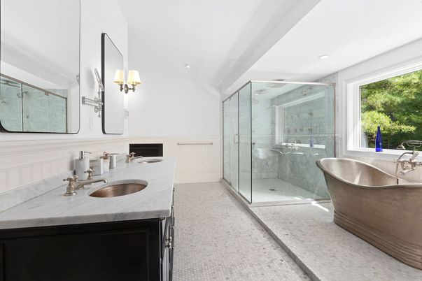 Bathroom, Dual Sink Vanities, Free Standing Baths, Glass Shower, Interior, Recessed Lighting