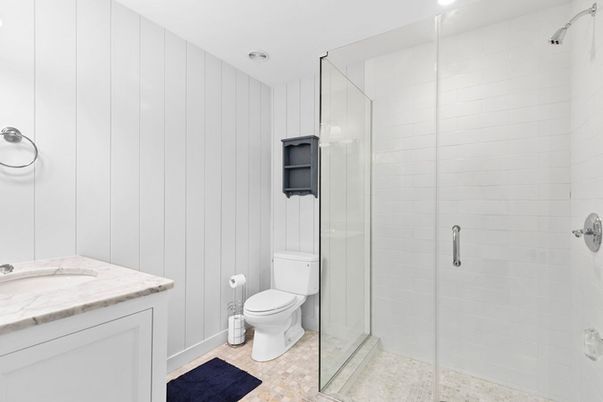 Bathroom, Glass Shower, Interior, Recessed Lighting