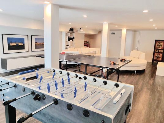 Game Room, Interior, Recessed Lighting, Wood Texture Flooring