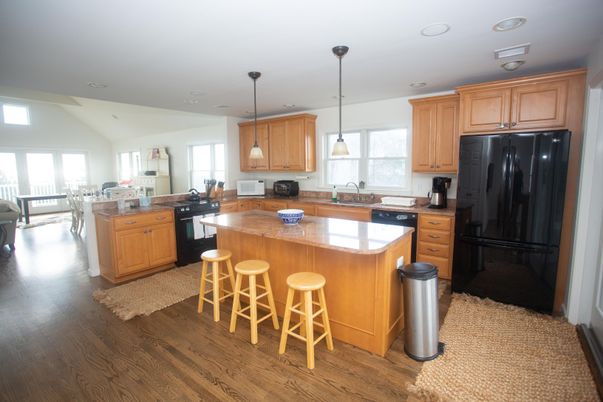 Interior, Kitchen, Pendant Lights, Recessed Lighting, Wood Texture Flooring