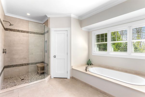 Bathroom, Glass Shower, Interior, Recessed Lighting