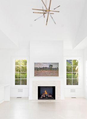 Empty room, Fireplace, Interior, Pendant Lights