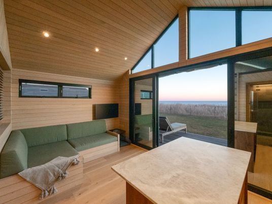 Fireplace, Interior, Recessed Lighting, Water, Wooden Ceilings, Wood Texture Flooring, Wooden Walls