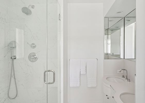 Bathroom, Glass Shower, Interior, Marble Walls