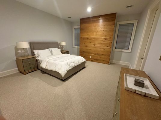 Bedroom, Interior, Recessed Lighting, Wooden Walls