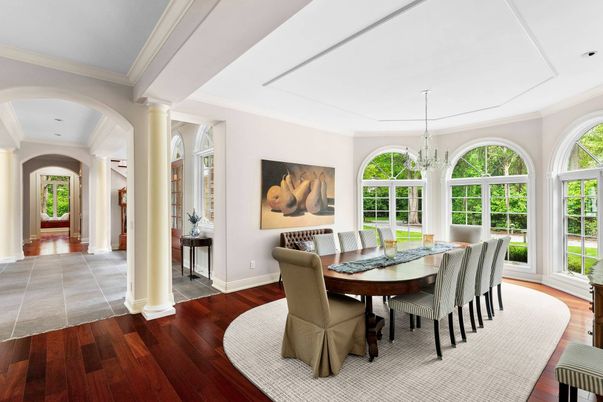 Chandelier, Dining room, Interior, Wood Texture Flooring