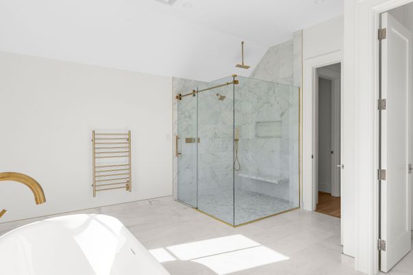 Bathroom, Glass Shower, Interior, Marble, Marble Walls