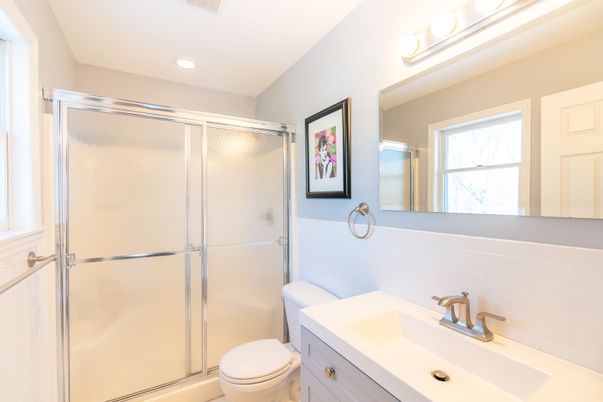 Bathroom, Glass Shower, Interior, Recessed Lighting