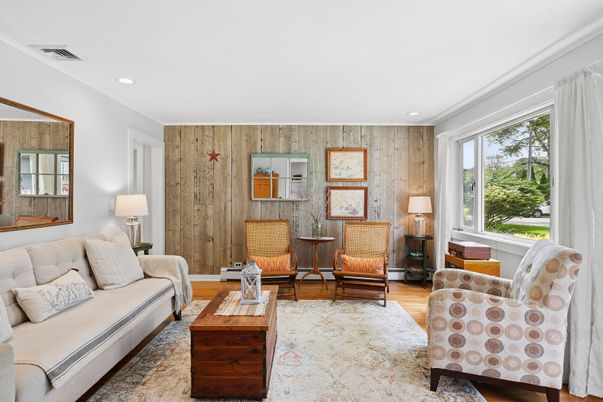 Interior, Living room, Recessed Lighting, Wood Texture Flooring, Wooden Walls