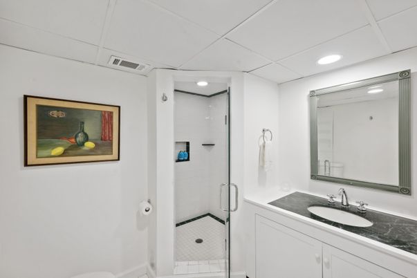 Bathroom, Glass Shower, Interior, Recessed Lighting
