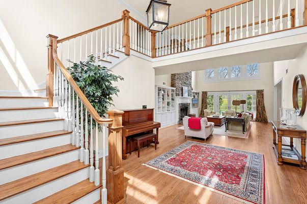 Fireplace, Interior, Living room, Piano, Wood Texture Flooring