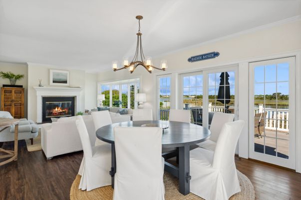 Chandelier, Dining room, Fireplace, Interior, Living room, Wood Texture Flooring