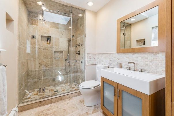 Bathroom, Glass Shower, Interior, Recessed Lighting