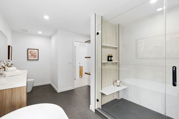 Bathroom, Glass Shower, Interior, Recessed Lighting