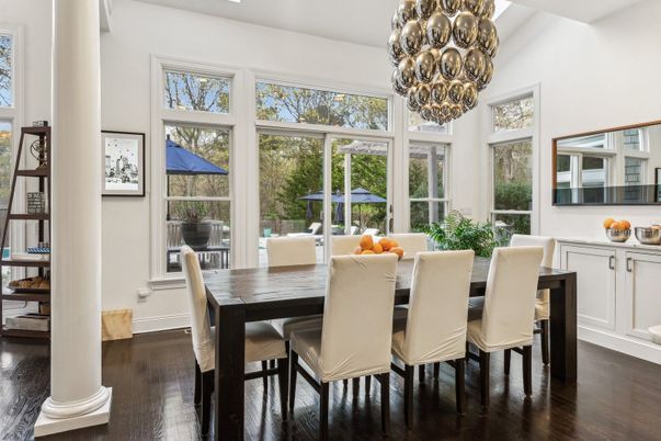Chandelier, Dining room, Interior, Wood Texture Flooring