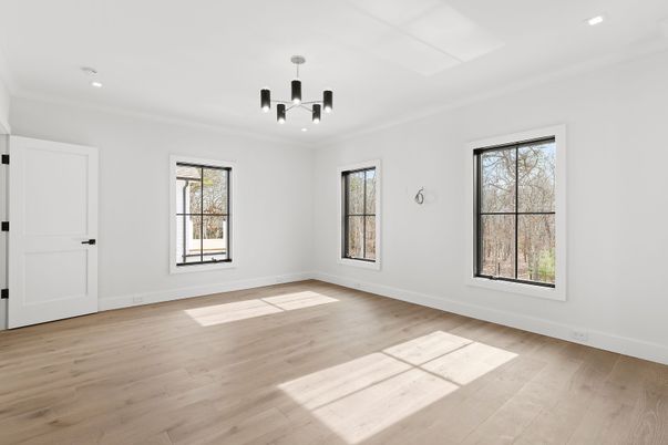 Empty room, Interior, Pendant Lights, Recessed Lighting, Wood Texture Flooring