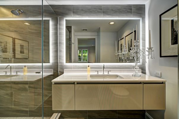 Bathroom, Glass Shower, Interior, Recessed Lighting