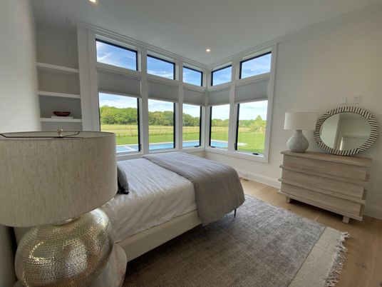 Bedroom, Interior, Recessed Lighting, Water, Wood Texture Flooring