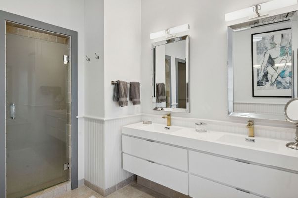 Bathroom, Dual Sink Vanities, Glass Shower, Interior